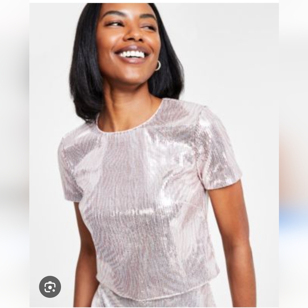 Nwt Micheal Kors Cropped Sequin Top Women XL